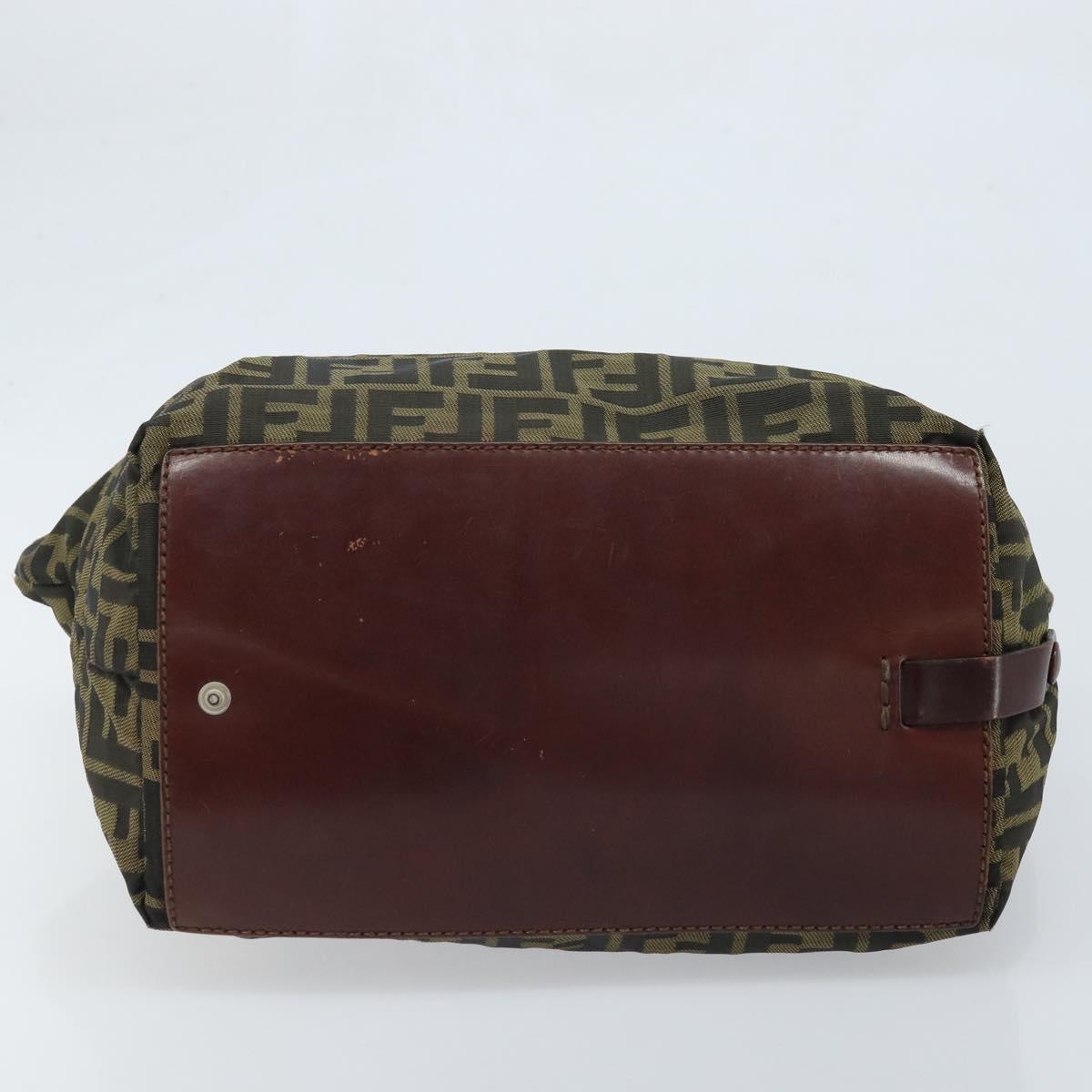 FENDI Zucca Canvas Hand Bag Black Brown Auth bs34150