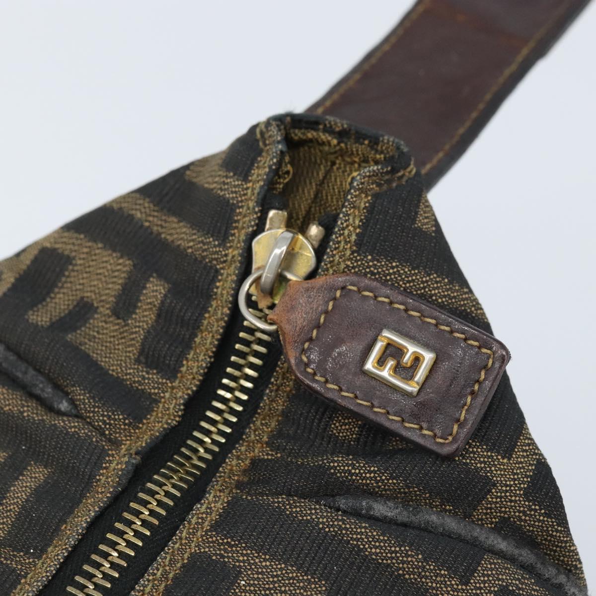 FENDI Zucca Canvas Hand Bag Black Gold Auth bs34151
