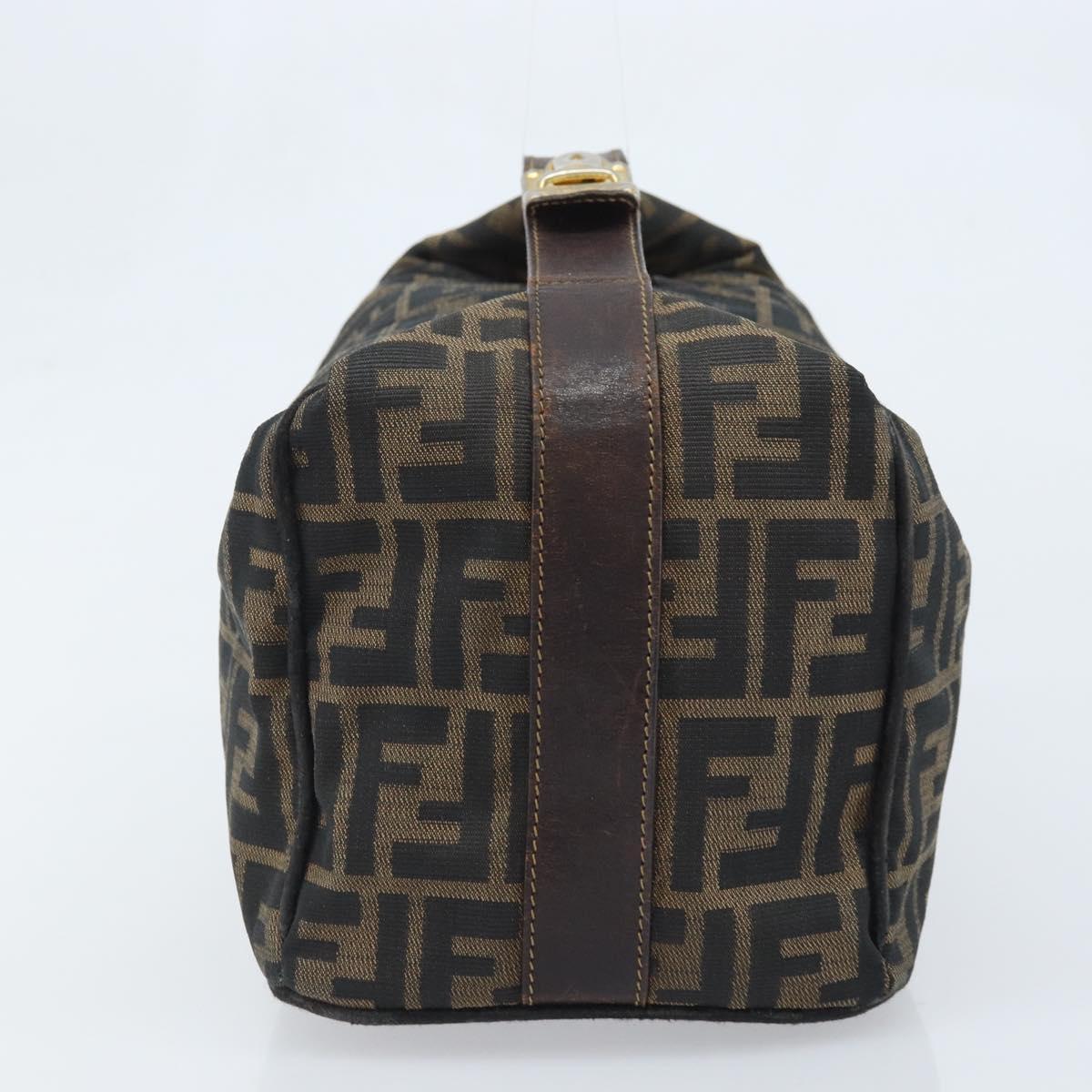 FENDI Zucca Canvas Hand Bag Black Gold Auth bs34151
