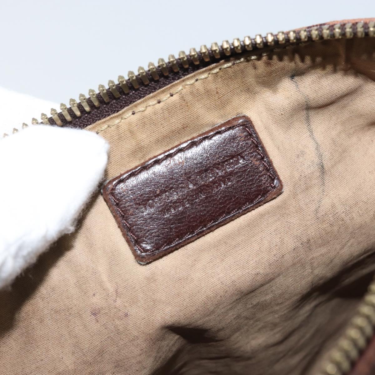 BOTTEGA VENETA INTRECCIATO Pouch Canvas Leather Brown Gold Auth bs34153
