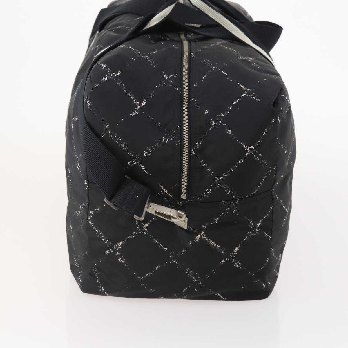 CHANEL New Travel line Boston Bag Nylon 2way Black Silver CC Auth bs34154