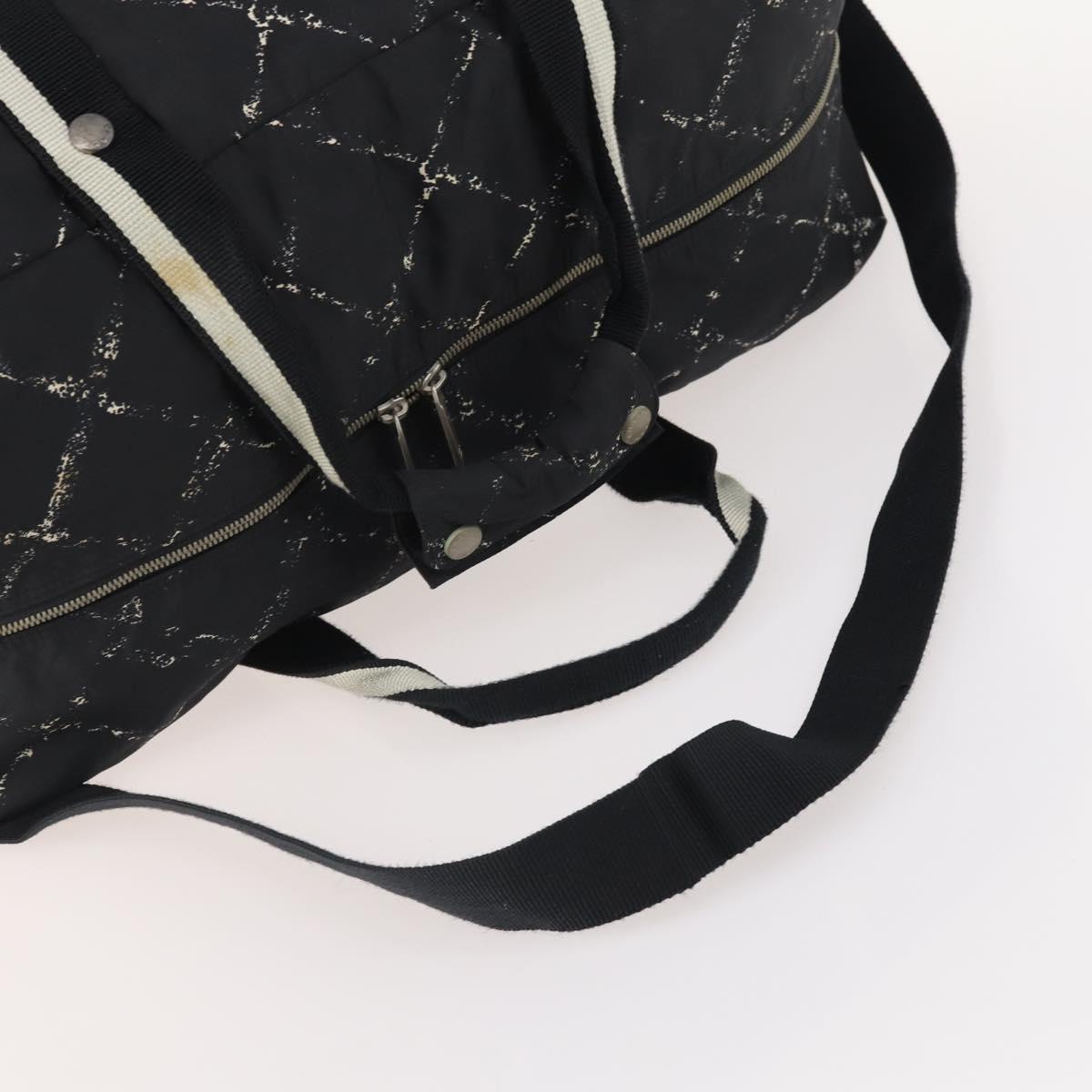 CHANEL New Travel line Boston Bag Nylon 2way Black Silver CC Auth bs34154