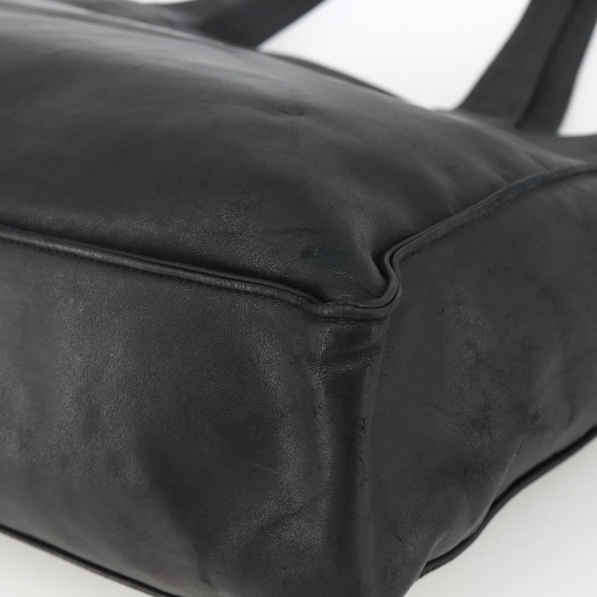 CHANEL Tote Bag Leather Black CC Auth bs34155