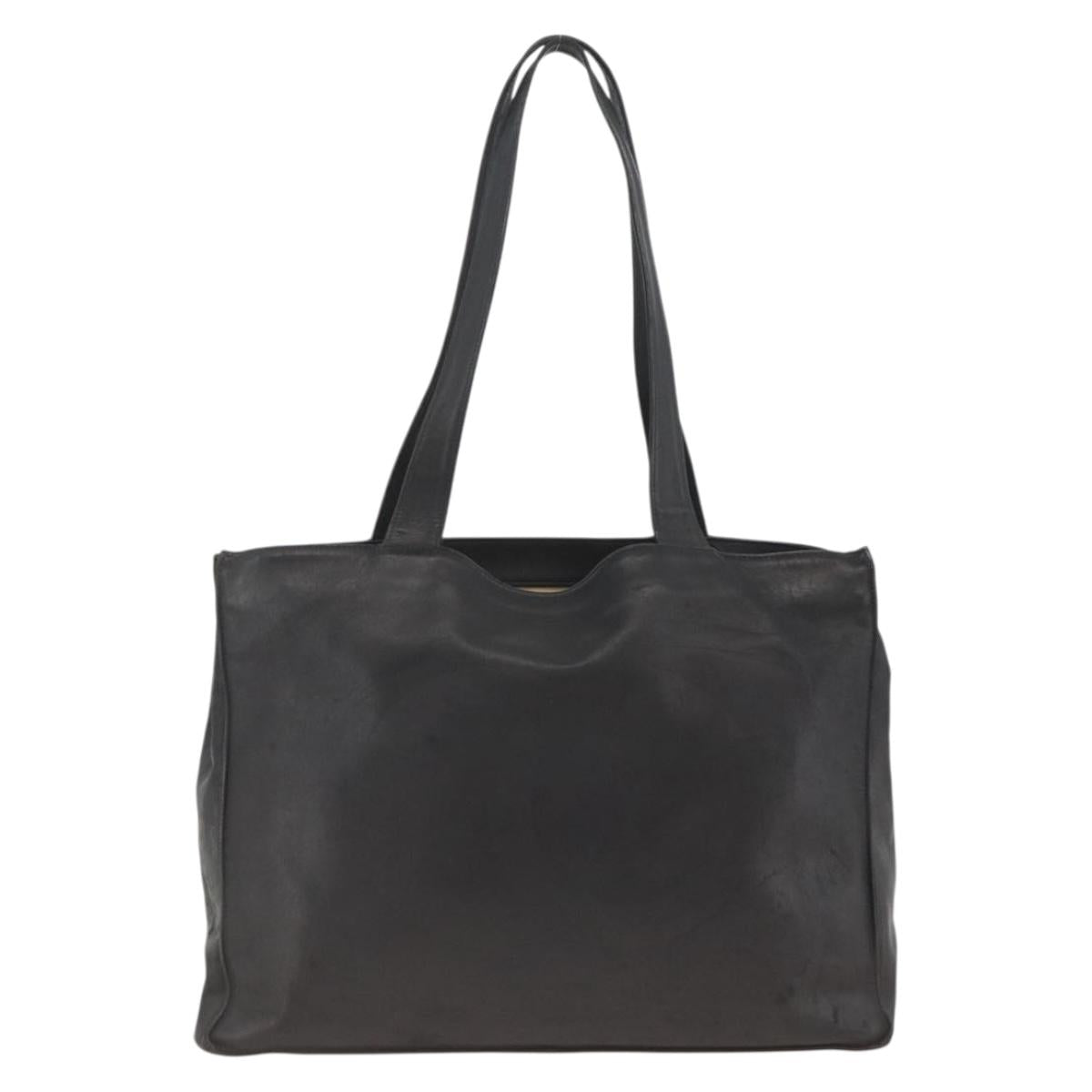 CHANEL Tote Bag Leather Black CC Auth bs34155