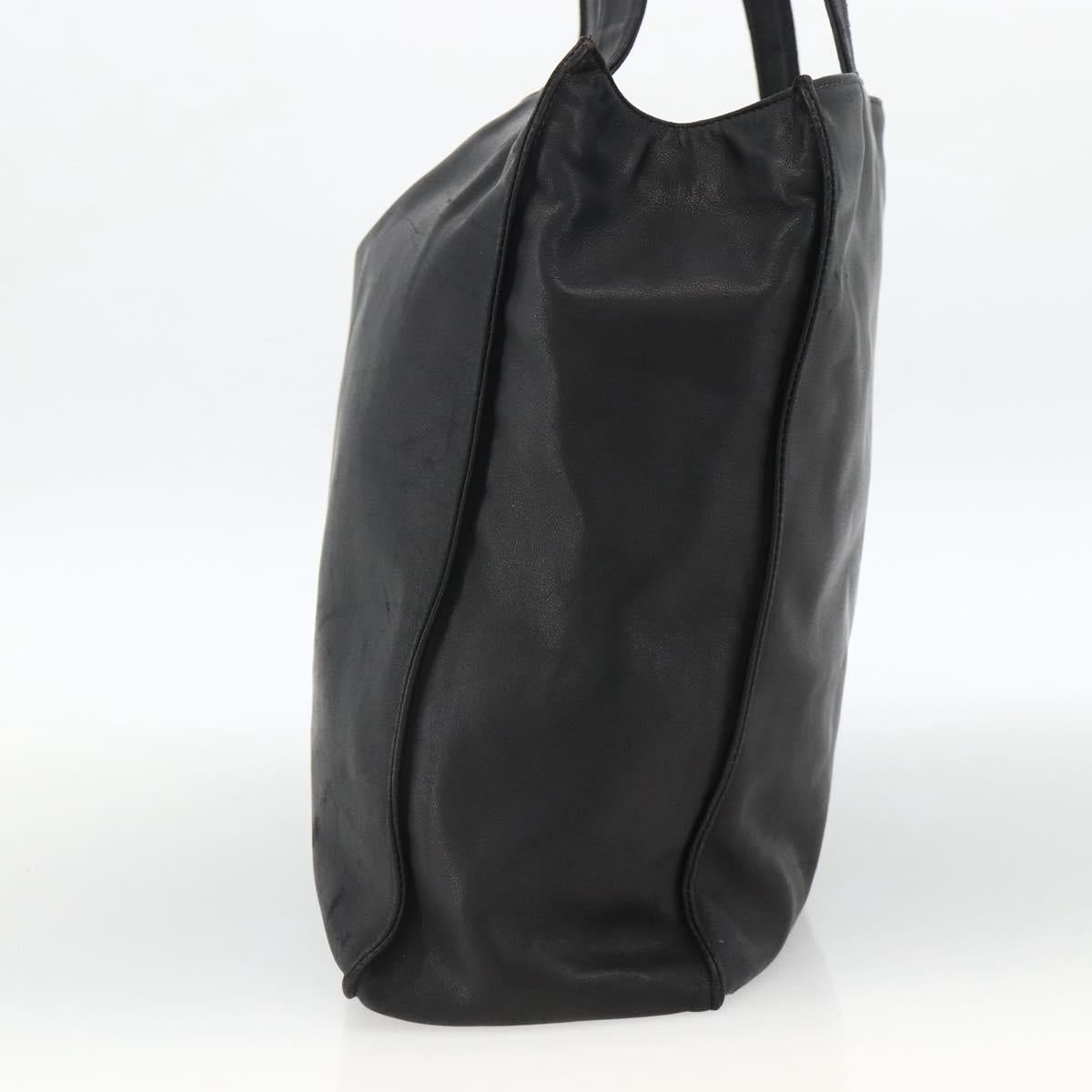 CHANEL Tote Bag Leather Black CC Auth bs34155