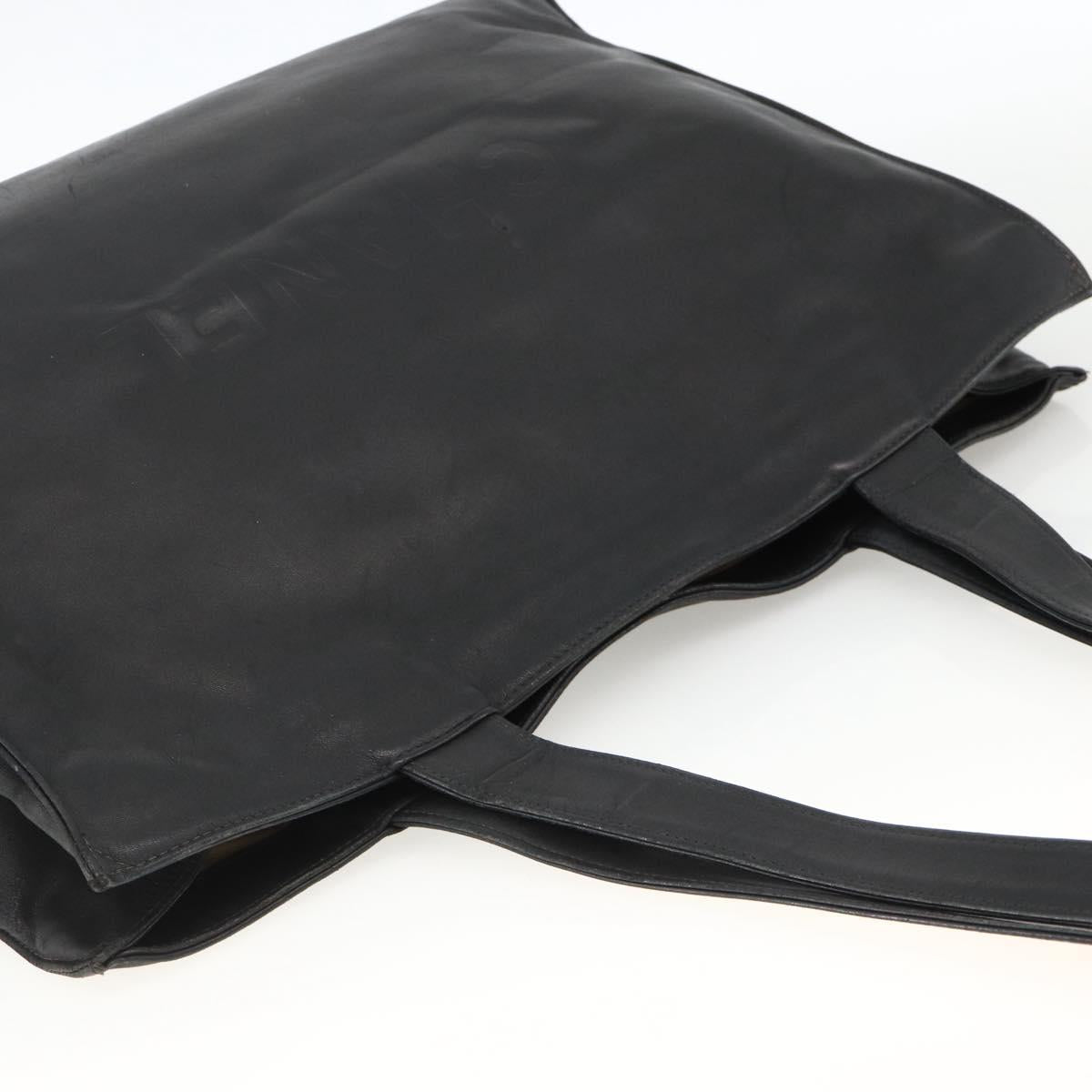 CHANEL Tote Bag Leather Black CC Auth bs34155