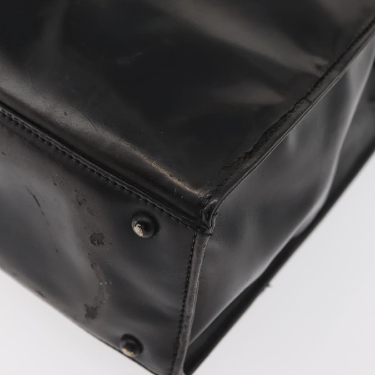 CHANEL Tote Bag Patent leather Black Gold CC Auth bs34158