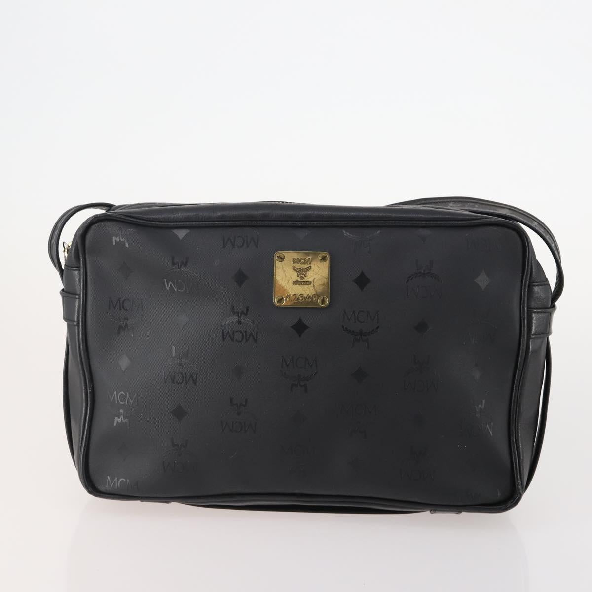 MCM Vicetos Logogram Shoulder Bag PVC Leather 2 Set Black Auth bs34160
