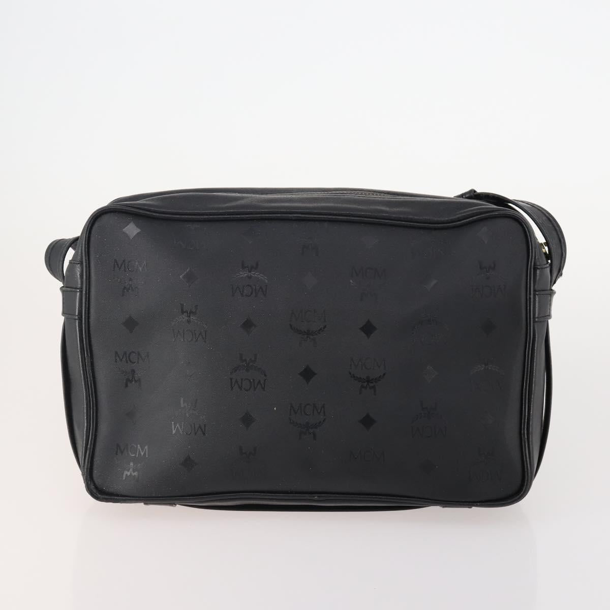 MCM Vicetos Logogram Shoulder Bag PVC Leather 2 Set Black Auth bs34160