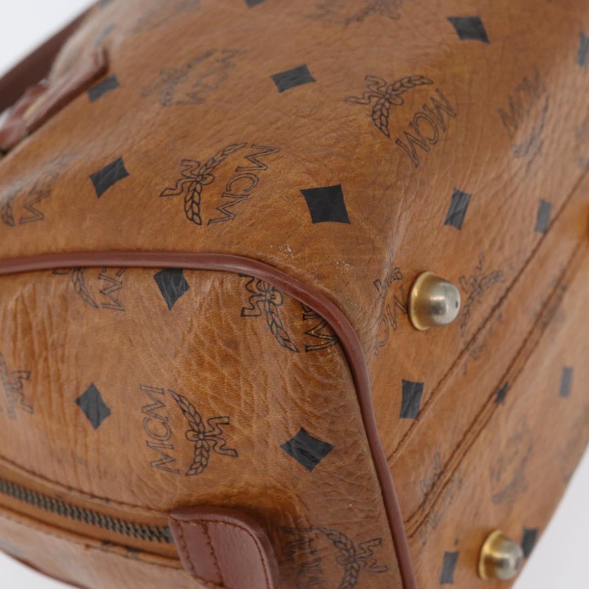 MCM Vicetos Logogram Hand Bag PVC Leather Brown Gold Auth bs34161