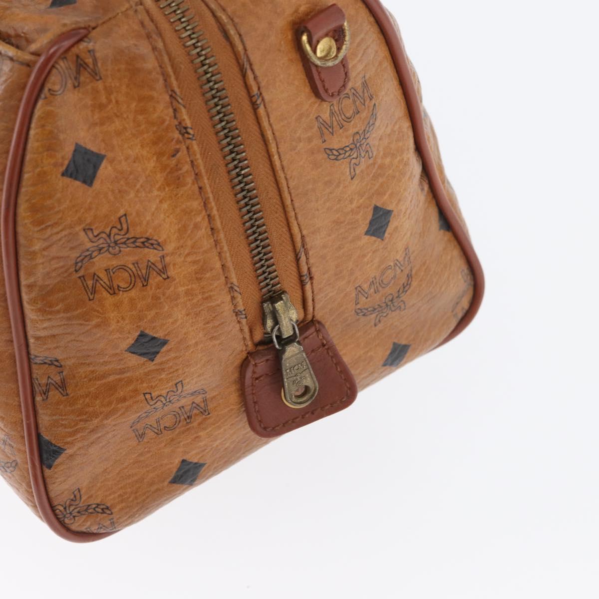 MCM Vicetos Logogram Hand Bag PVC Leather Brown Gold Auth bs34161