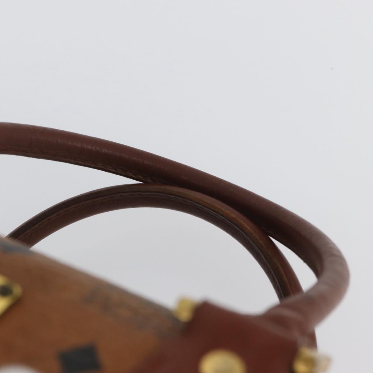MCM Vicetos Logogram Hand Bag PVC Leather Brown Gold Auth bs34161