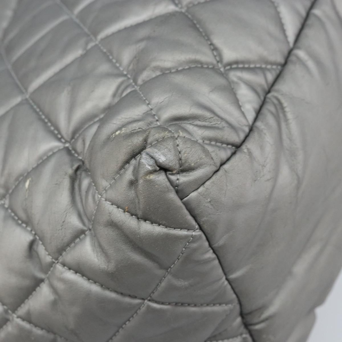 CHANEL Cococoon Hand Bag Nylon Silver CC Auth bs34163