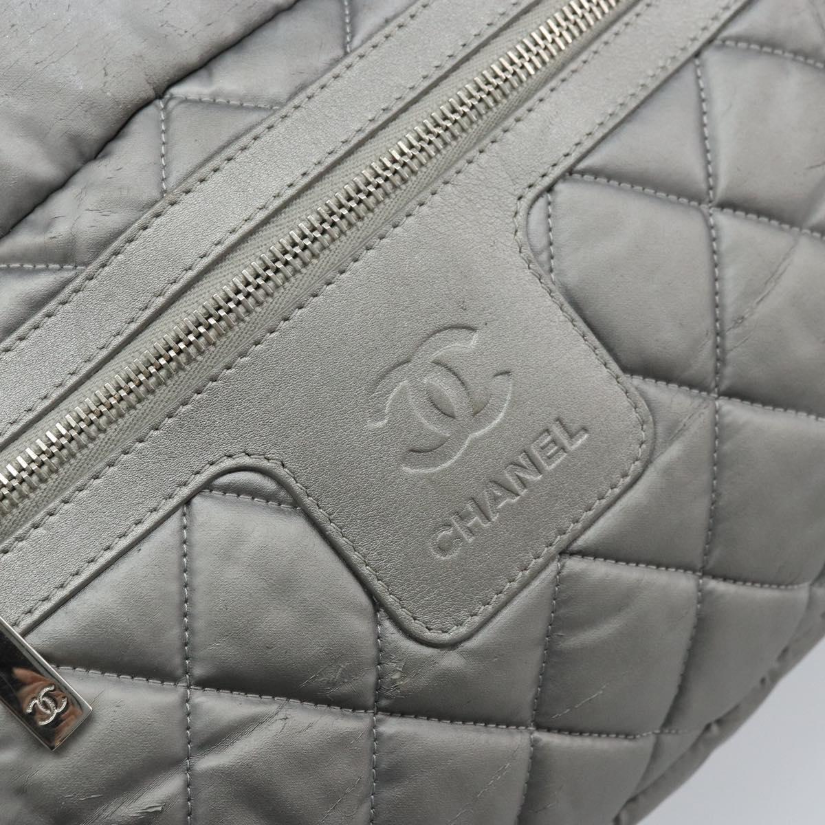 CHANEL Cococoon Hand Bag Nylon Silver CC Auth bs34163