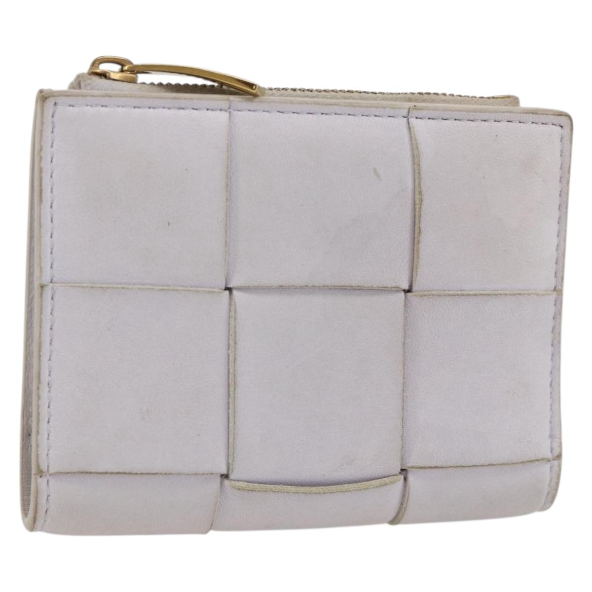 BOTTEGA VENETA INTRECCIATO Bifold Wallet Leather Purple Gold Auth bs34168