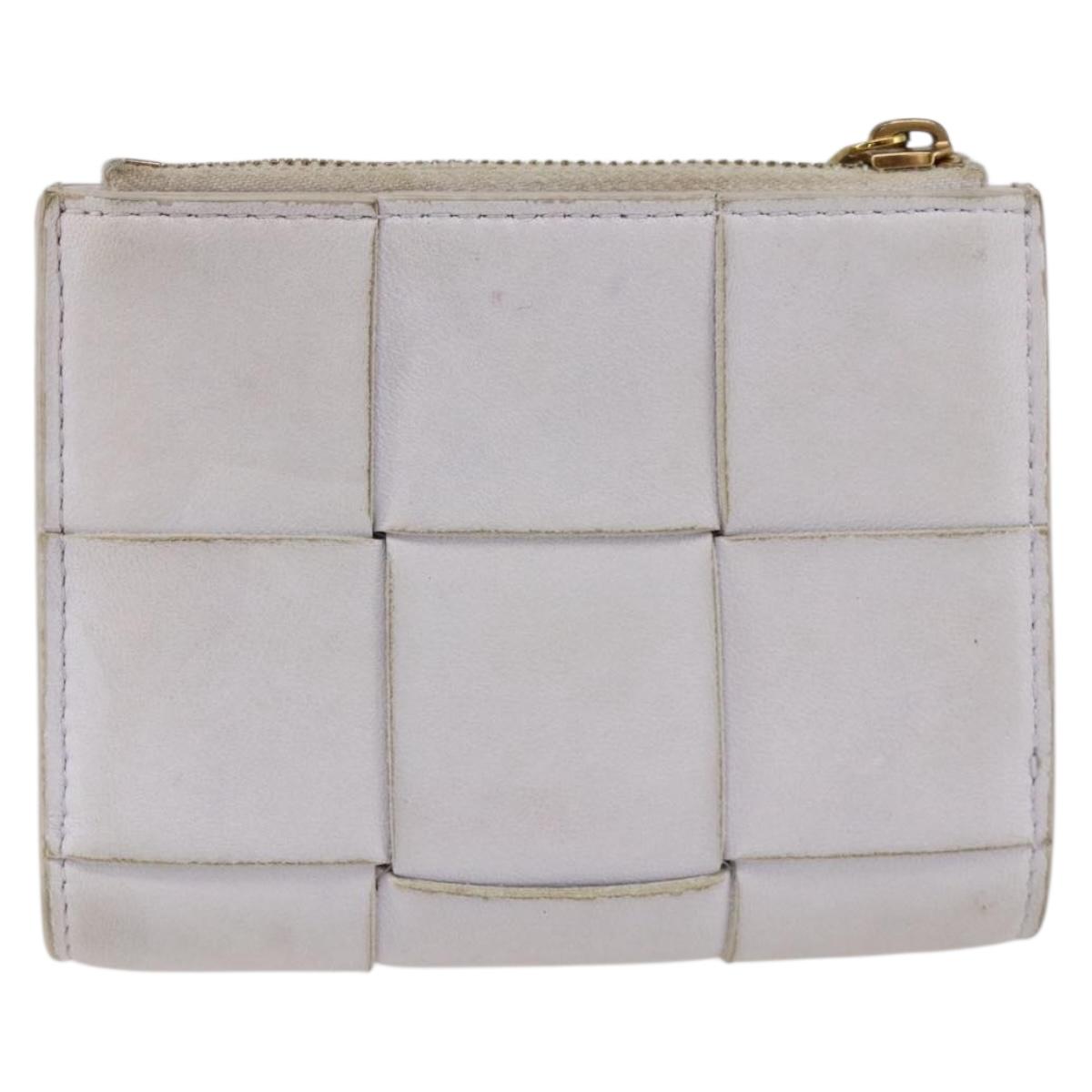 BOTTEGA VENETA INTRECCIATO Bifold Wallet Leather Purple Gold Auth bs34168