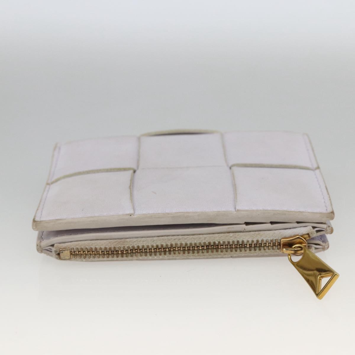 BOTTEGA VENETA INTRECCIATO Bifold Wallet Leather Purple Gold Auth bs34168