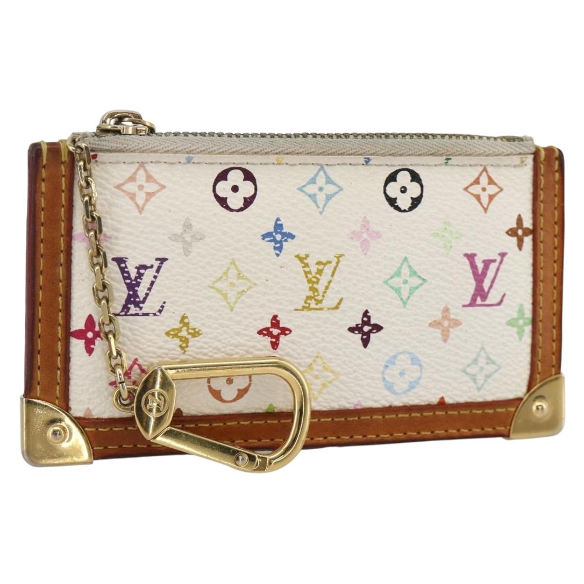 LOUIS VUITTON Monogram Multicolor Pochette Cles Purse White M92655 Auth bs34172
