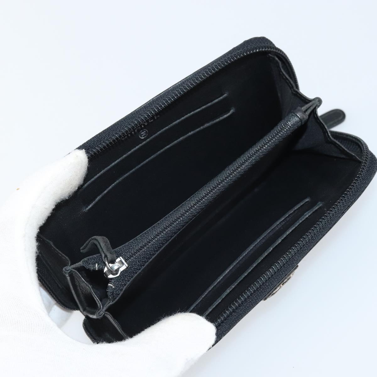CHANEL Boy Chanel Matelasse Wallet Caviar Skin Black CC Auth bs34179
