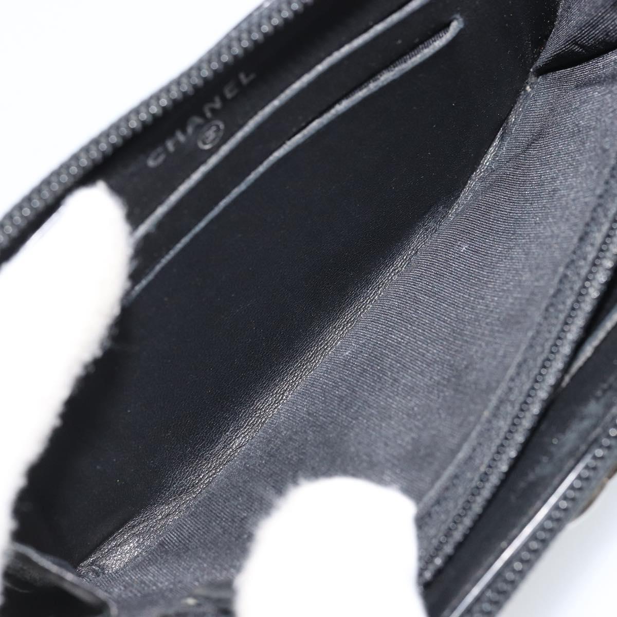 CHANEL Boy Chanel Matelasse Wallet Caviar Skin Black CC Auth bs34179