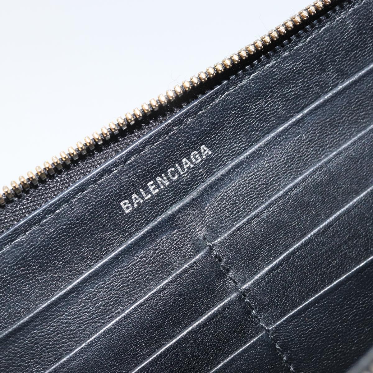 BALENCIAGA Long Wallet Leather Black 594290 Auth bs34182