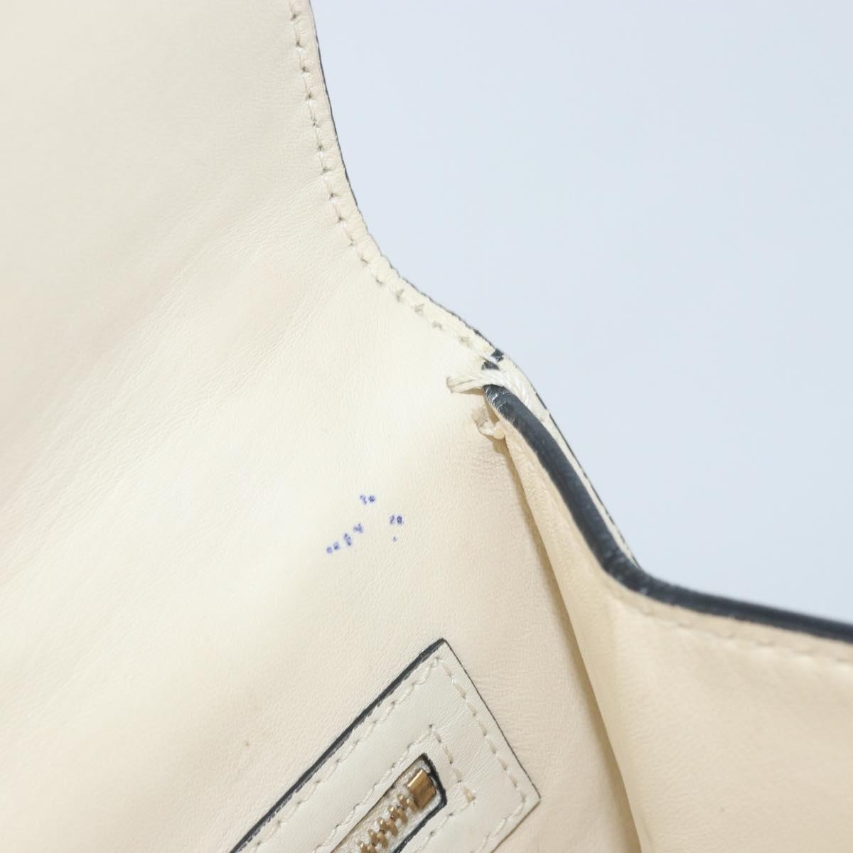 VALENTINO Chain Shoulder Bag Leather White Gold Auth bs34199