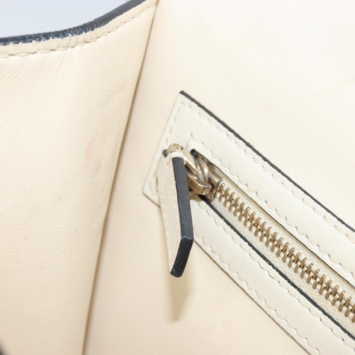 VALENTINO Chain Shoulder Bag Leather White Gold Auth bs34199
