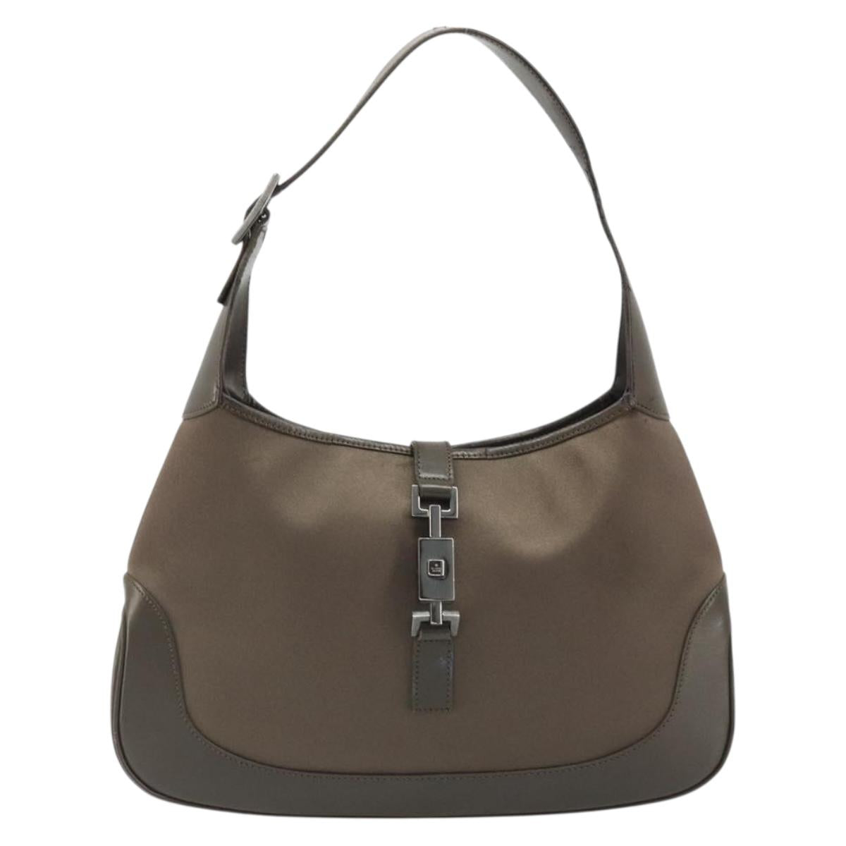 GUCCI Jackie Shoulder Bag Suede Brown Silver 001 3306 Auth bs34202
