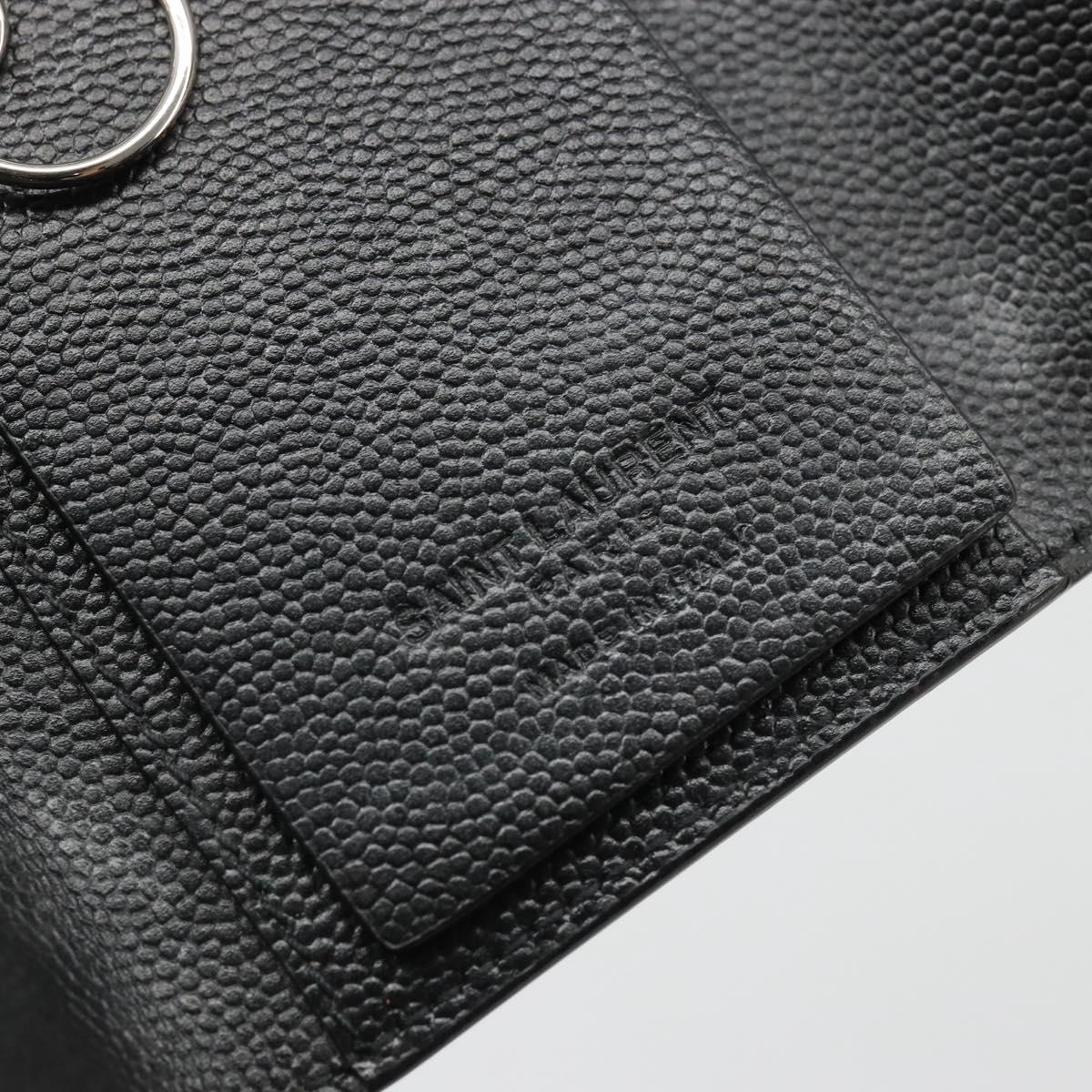 SAINT LAURENT Key Case Leather Black Silver Auth bs34205