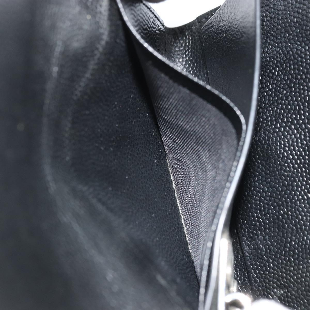 SAINT LAURENT Key Case Leather Black Silver Auth bs34205