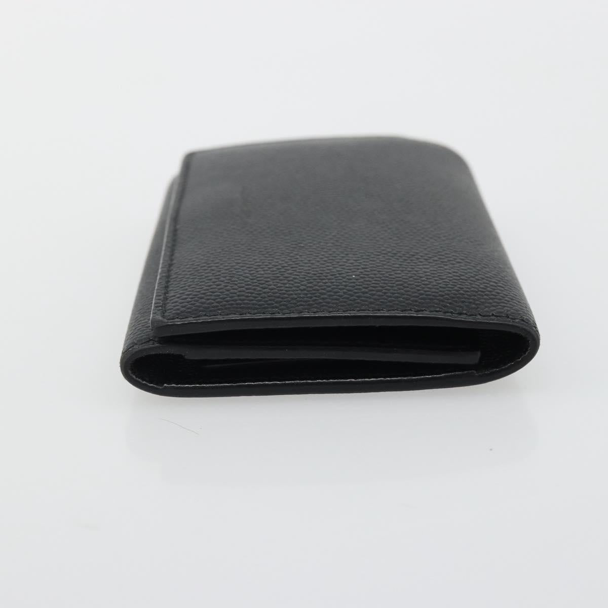 SAINT LAURENT Key Case Leather Black Silver Auth bs34205