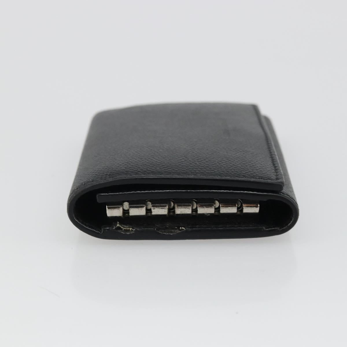 SAINT LAURENT Key Case Leather Black Silver Auth bs34205