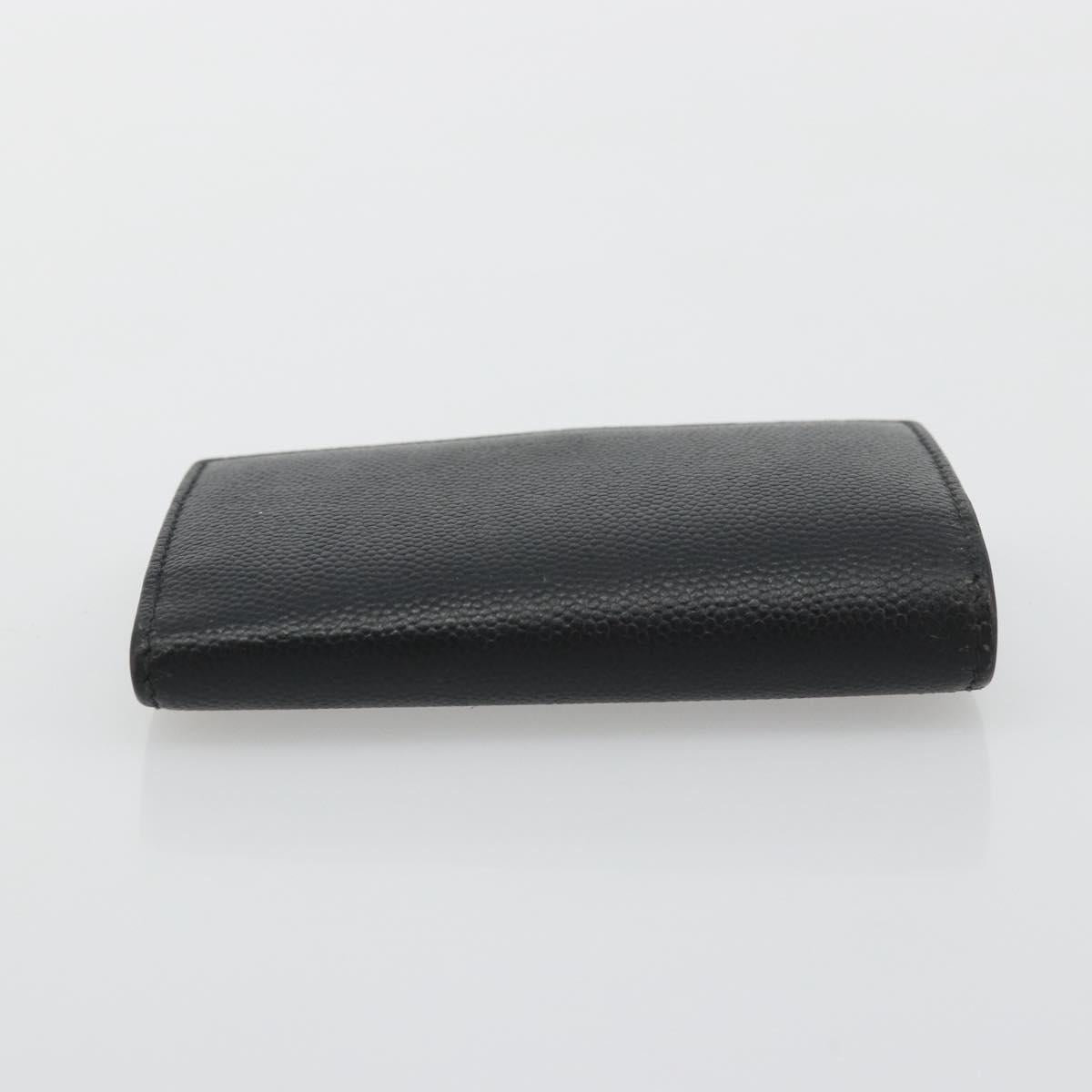 SAINT LAURENT Key Case Leather Black Silver Auth bs34205