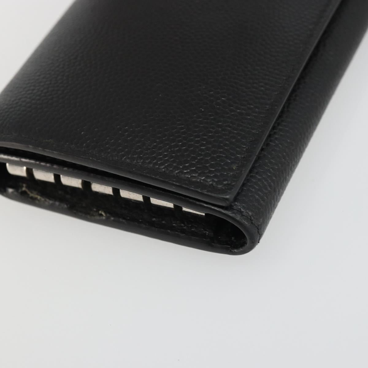 SAINT LAURENT Key Case Leather Black Silver Auth bs34205