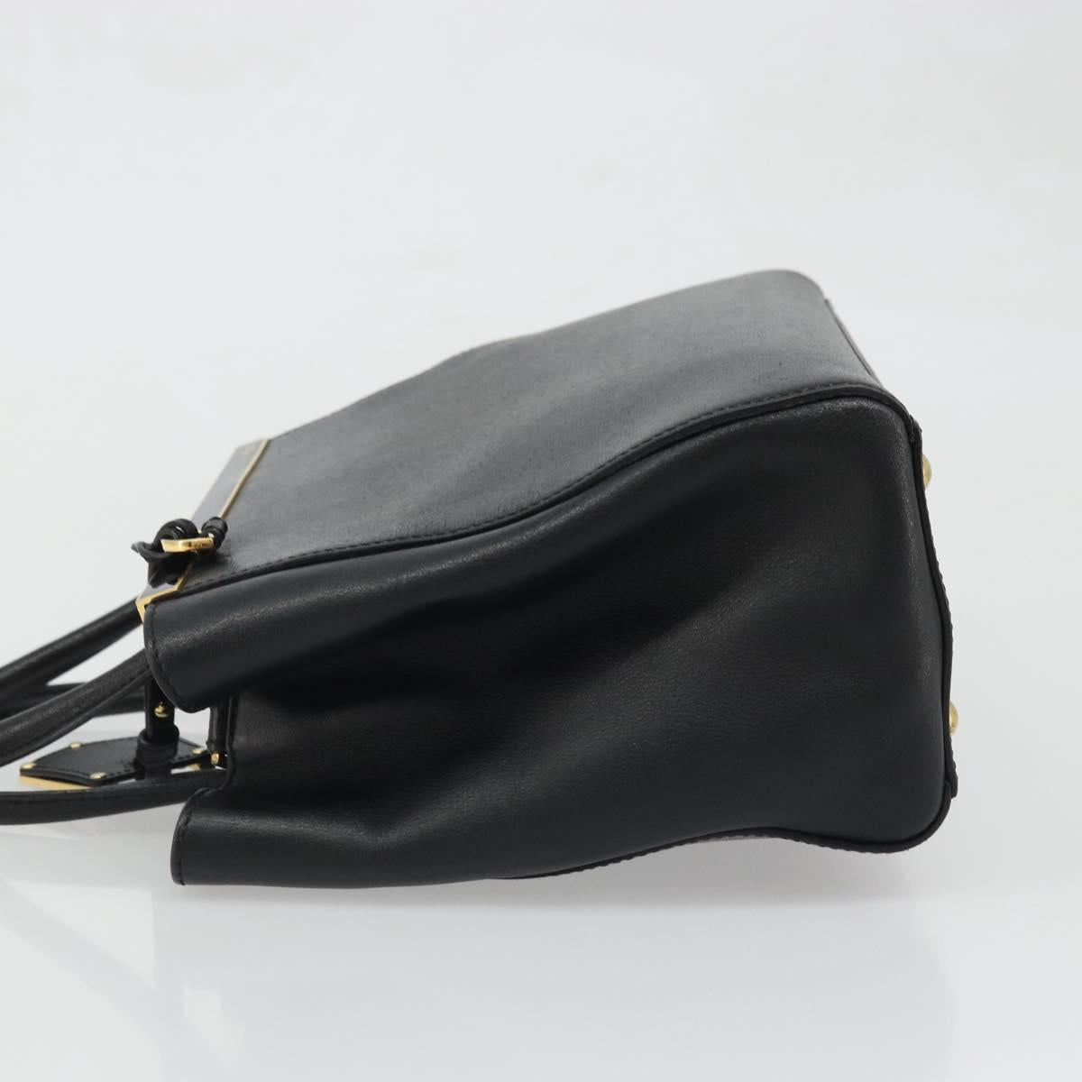 FENDI 2JOURS Hand Bag Leather Black Gold Auth bs34208