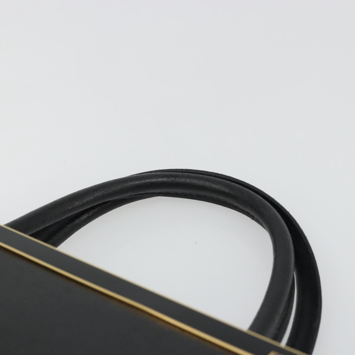 FENDI 2JOURS Hand Bag Leather Black Gold Auth bs34208