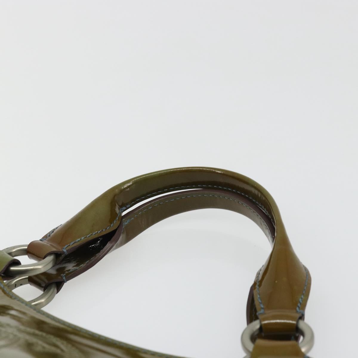 CARTIER Marcello Hand Bag Patent leather Green Silver Auth bs34215