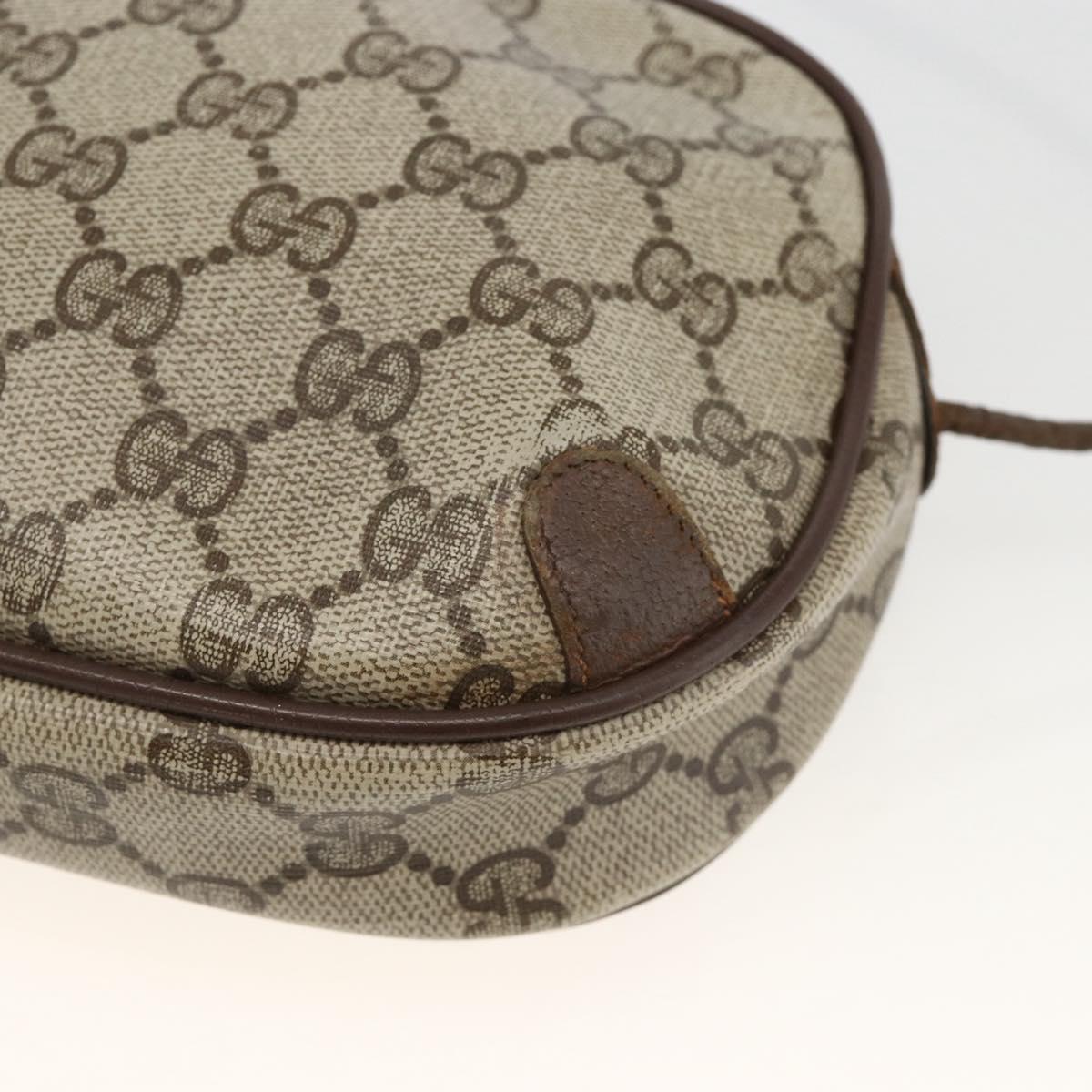 GUCCI GG Supreme Web Sherry Line Bag PVC Beige Gold 156 02 066 Auth bs34217