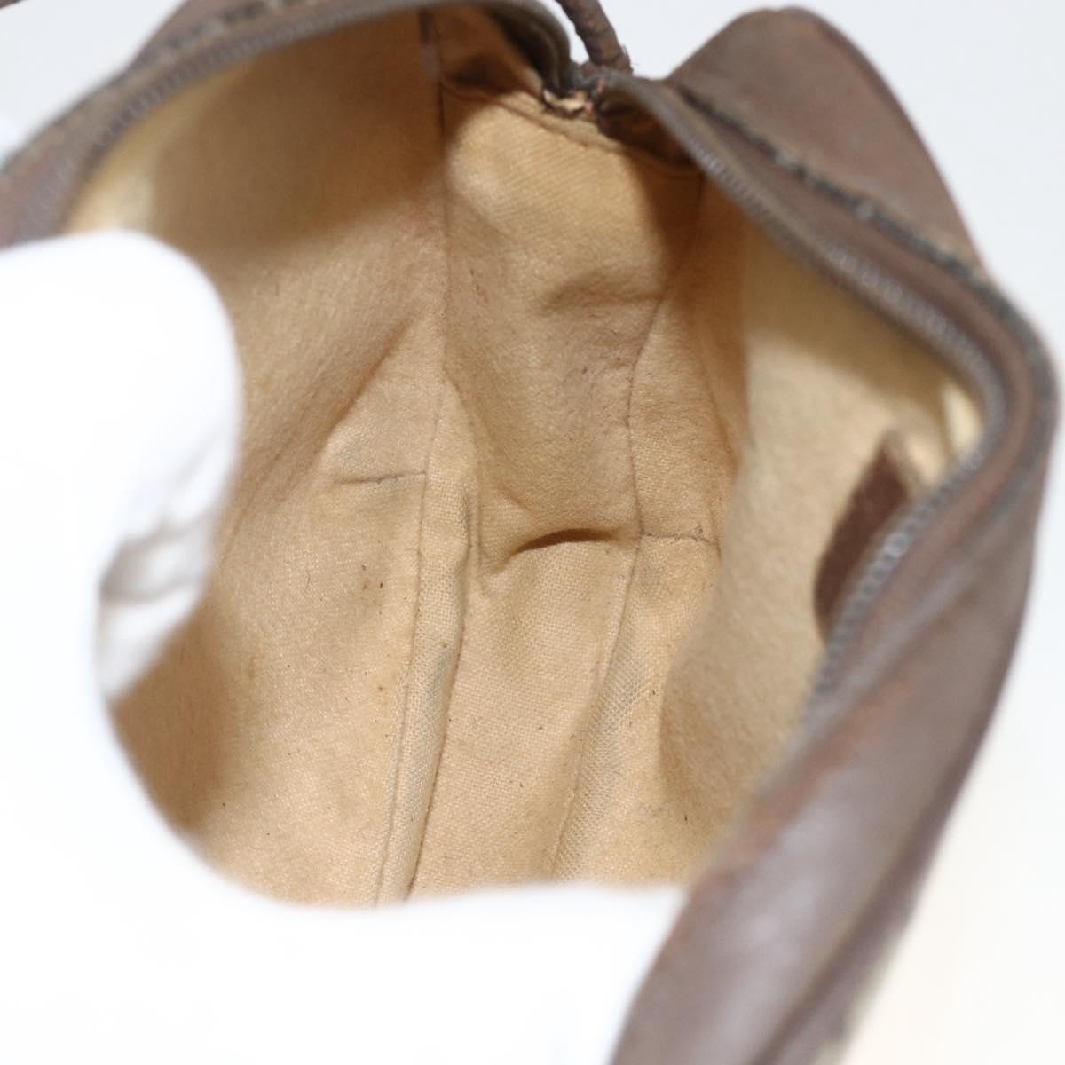 GUCCI GG Supreme Web Sherry Line Bag PVC Beige Gold 156 02 066 Auth bs34217