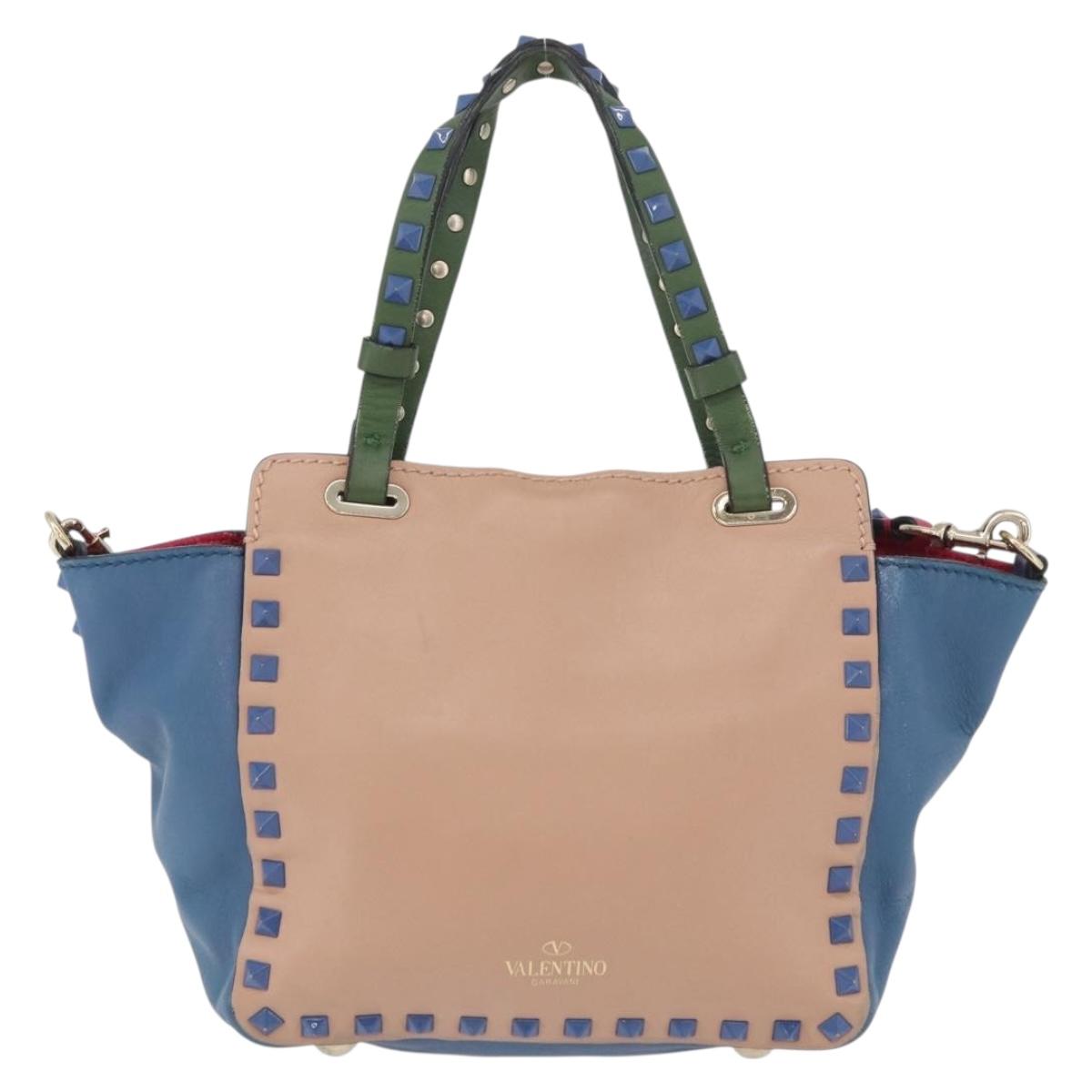 VALENTINO Hand Bag Leather 2way Multicolor Gold Auth bs34219A