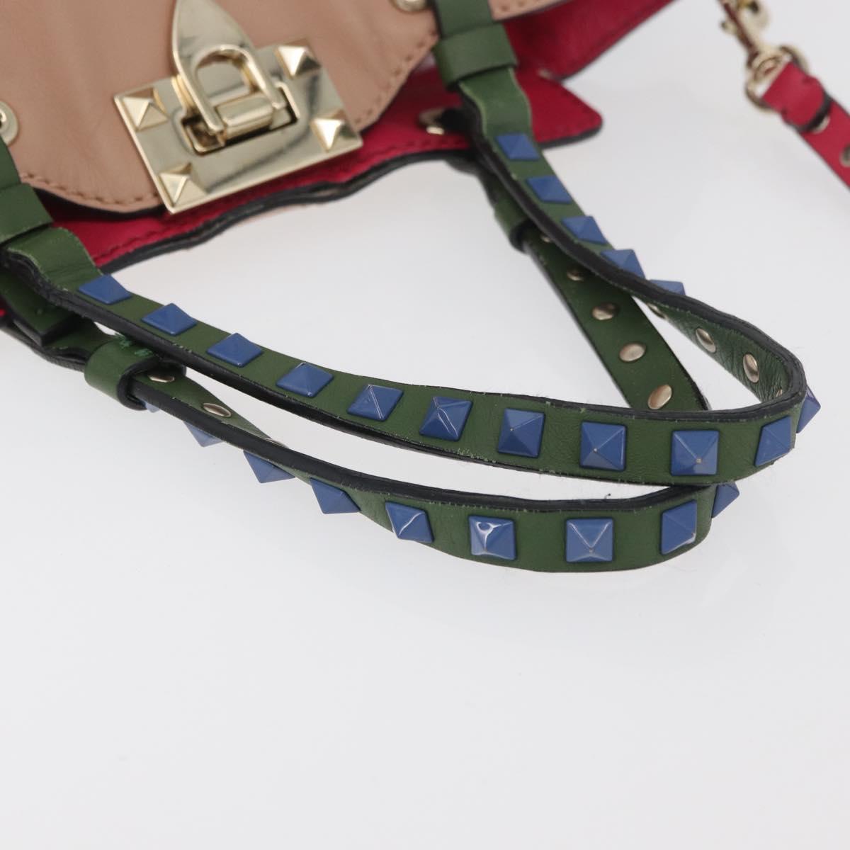 VALENTINO Hand Bag Leather 2way Multicolor Gold Auth bs34219A