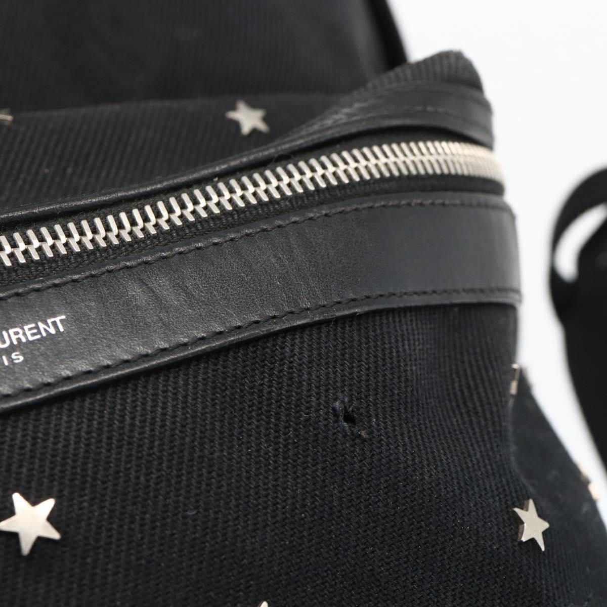 SAINT LAURENT Backpack Canvas Black Silver Auth bs34220