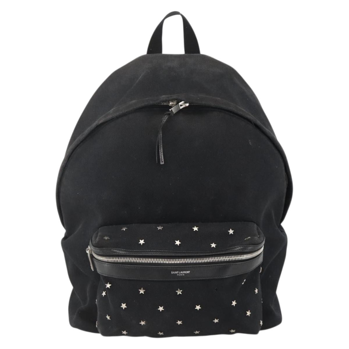 SAINT LAURENT Backpack Canvas Black Silver Auth bs34220