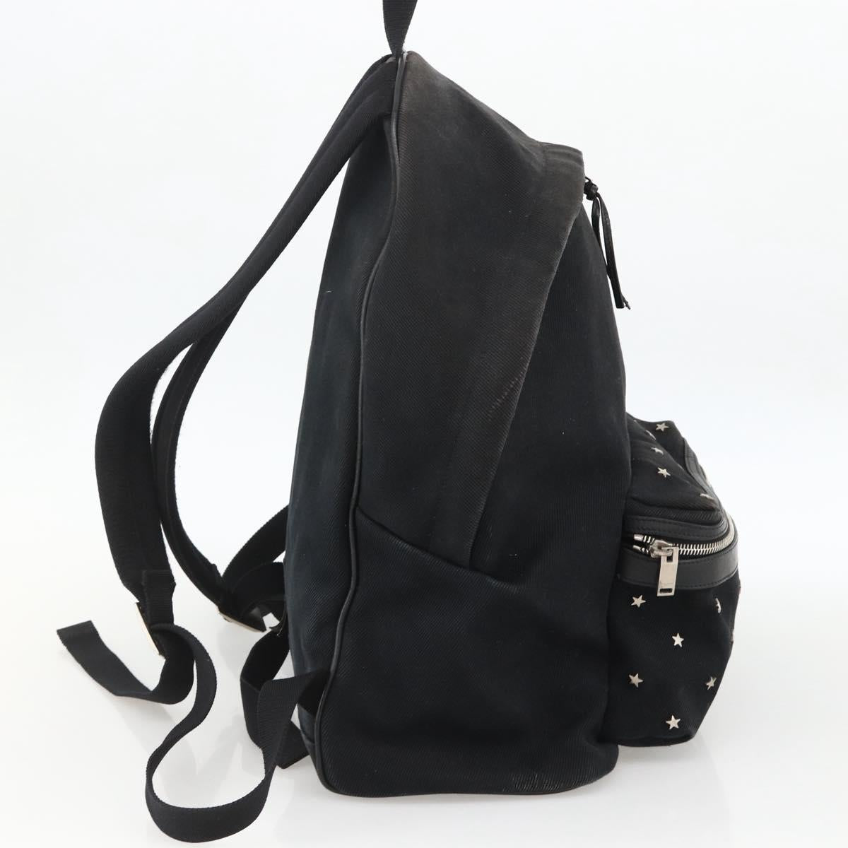 SAINT LAURENT Backpack Canvas Black Silver Auth bs34220