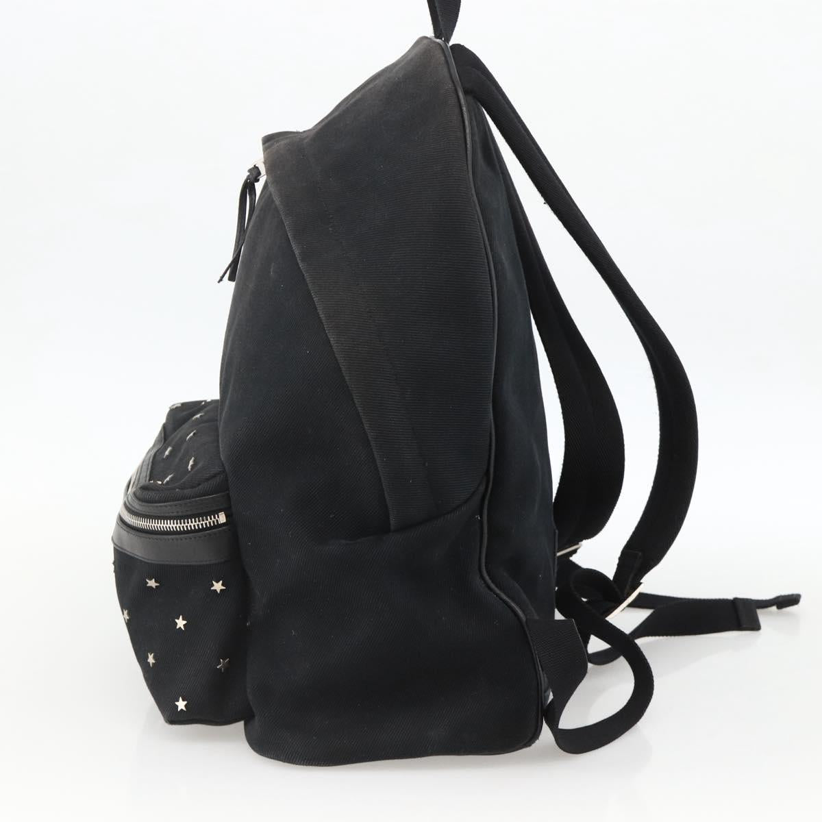 SAINT LAURENT Backpack Canvas Black Silver Auth bs34220