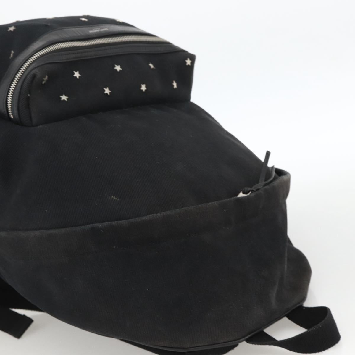 SAINT LAURENT Backpack Canvas Black Silver Auth bs34220