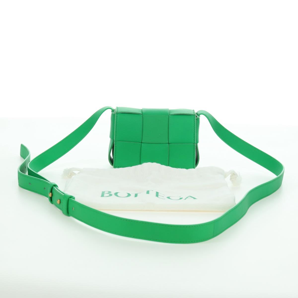 BOTTEGA VENETA INTRECCIATO Shoulder Bag Leather Green Auth bs34221A