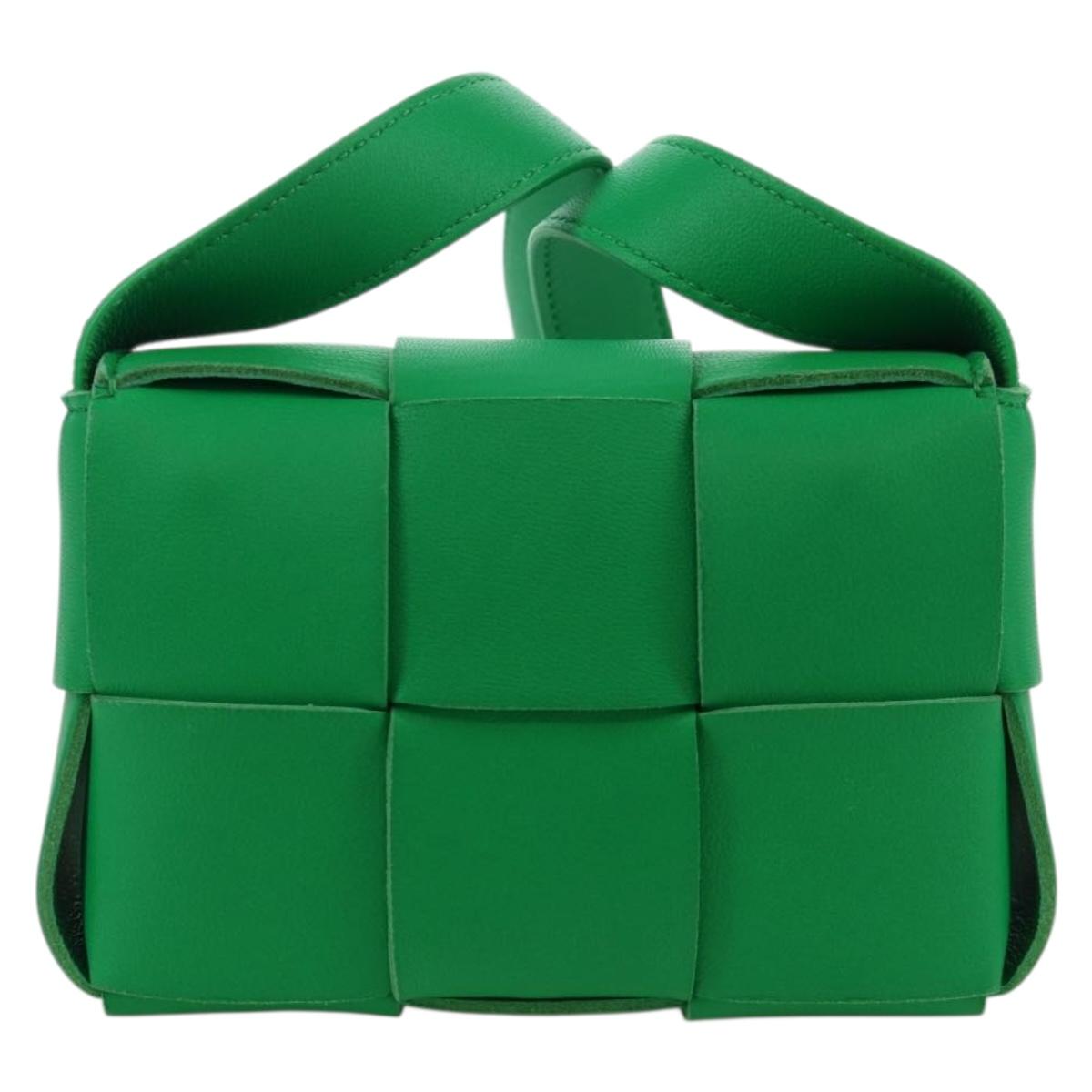 BOTTEGA VENETA INTRECCIATO Shoulder Bag Leather Green Auth bs34221A