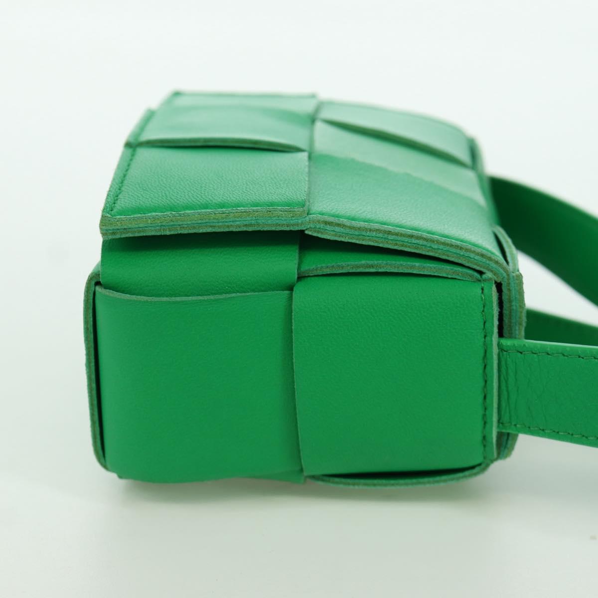 BOTTEGA VENETA INTRECCIATO Shoulder Bag Leather Green Auth bs34221A