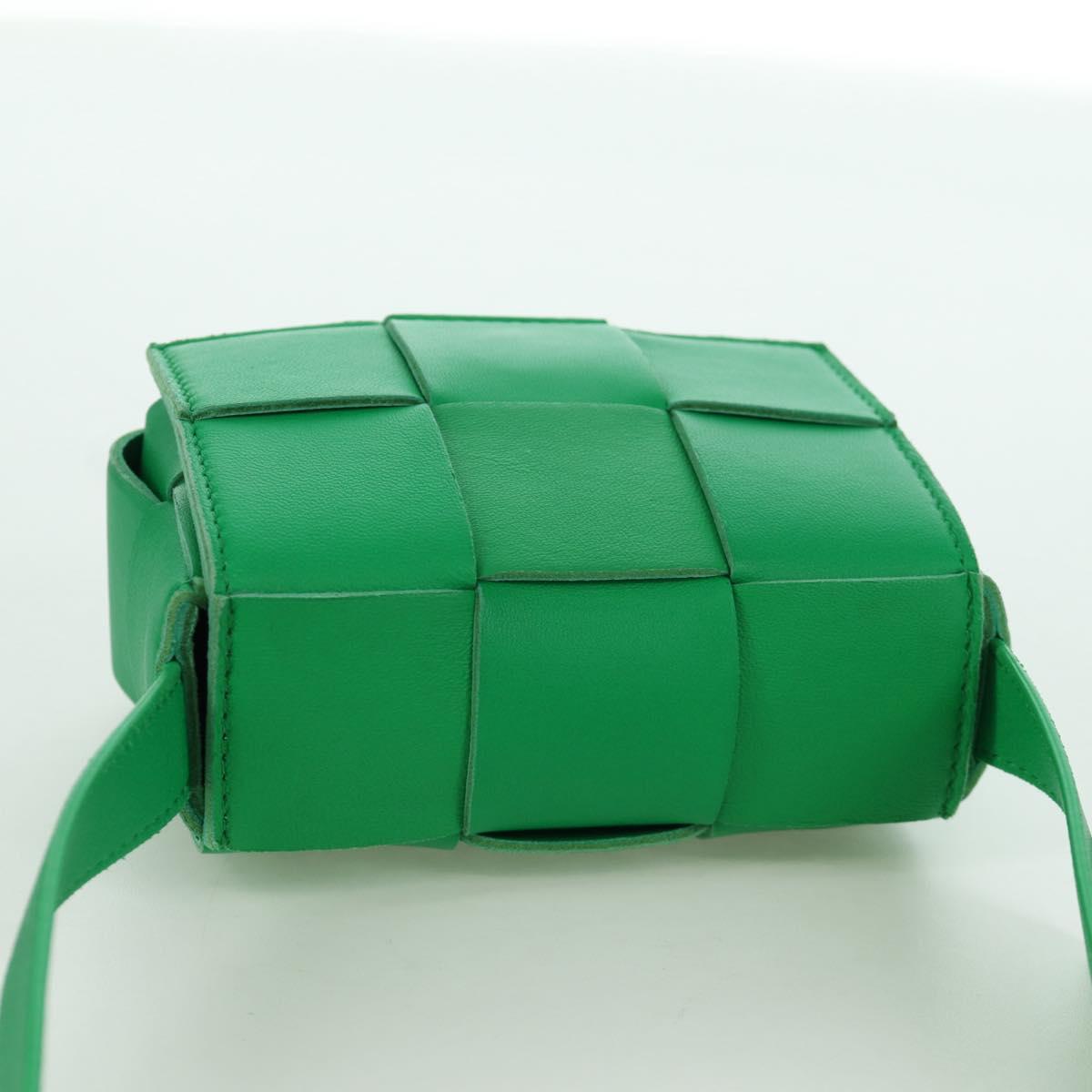 BOTTEGA VENETA INTRECCIATO Shoulder Bag Leather Green Auth bs34221A